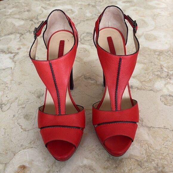 Longchamp Leather Platform Peep Toe Heels - Picture 5 of 17